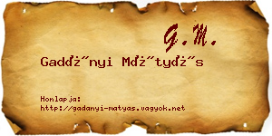 Gadányi Mátyás névjegykártya